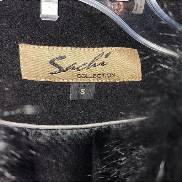 Sachi Collection women's lambs wool coat with fur trimmed hood size small - Picture 8 of 10